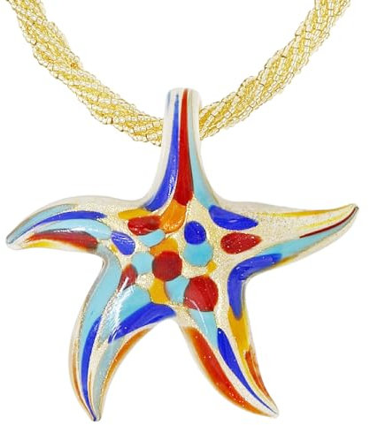 Venetiaurum - Halskette mit Seestern-Anhänger aus Original-Murano-Glas und 925er-Silber - Schmuck “Made in Italy” zertifiziert