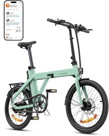 ENGWE E Bike mit APP-Ebike 36V 9.6Ah Akku bis zu 100km, E Bike Klapprad 250W Motor Max 25km/h, Elektrofahrrad 42Nm Drehmomentsensorik & Kohleriemen, E-Bike 3 Stufen-PAS Pendler für Stadt P20