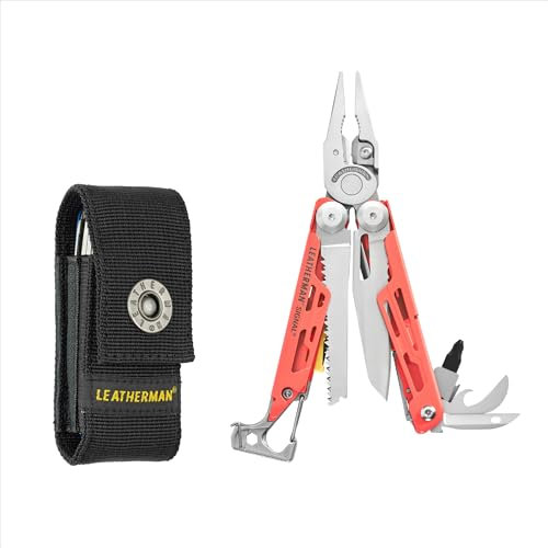 Leatherman Signal - Attrezzo multiuso con 19 pratici attrezzi multifunzione per esterni e campeggio, con custodia in nylon, guava, 14 cm