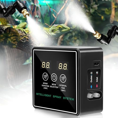 Beregnungsanlage Terrarium, Intelligentes Reptilien Benebelungssystem für Terrarium Luftbefeuchter, Sprühdüsen 360 ° Verstellbare, Intelligentes Beregnungsanlage Terrarium