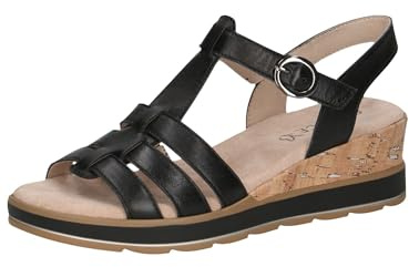 CAPRICE Damen Sandalen mit Keilabsatz aus Leder mit Klettverschluss