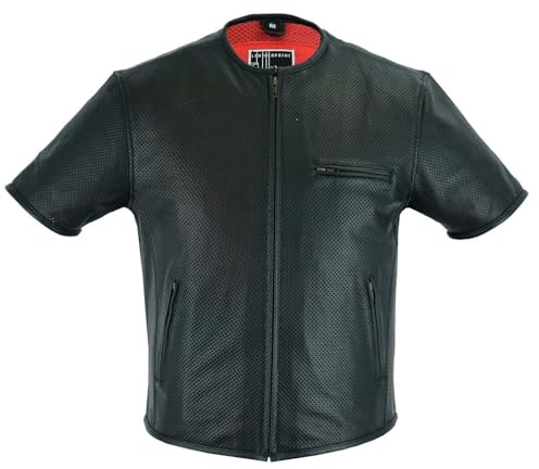WMW WALI MOTO WEAR Herren Motorrad Leder Weste Motorrad Club Kutte Biker Motorrad Roker Weste Motorrad Leder Hemd Motorrad Chopper Weste Motorrad Custom Weste
