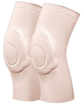 LXHZSY Genouillère Genouillère de Sport, Danse, Volley-Ball, Yoga, Sangle de Soutien médial, Protection Contre la Compression en Silicone, Protection du Genou(Knee Pads Beige,M)