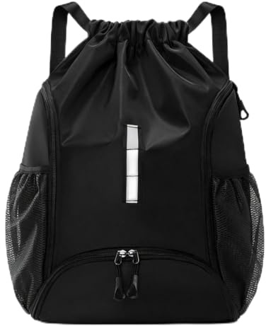 Turnbeutel, Turnbeutel Mit Kordelzug Schwarz, Gymsack Wasserdicht, Rucksack Beutel Mit Kordelzug Wasserfest, Mit Bodenfach & Netztaschen, Verstellbar Sportrucksack, Für Damen Und Herren, Jugend,Kinder