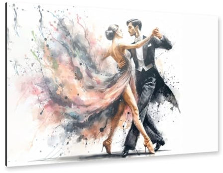 artboxONE Alu-Print 75x50 cm Tanzendes Paar in Aquarell E von Künstler Paul Rommer
