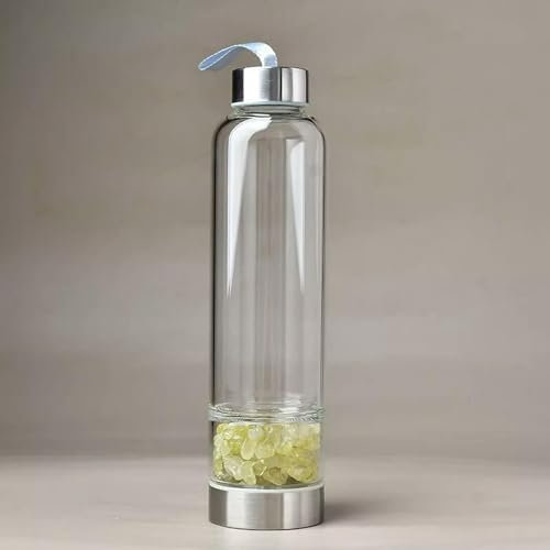Natural Citrine Quartz Crushed Stones Elixir Glass Water Bottle Crystal