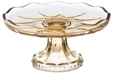 Blanc Mariclò Alzata in vetro ocra, alzatina per dolci shabby chic Vent du sud D17xH15 cm