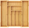 Lifewit Cutlery Drawer Organiser Bamboo, 31-53x43cm Extendable Cutlery Tray for Drawers Insert, 8 Compartments Wooden Kitchen Storage Holder for Utensil, Knife, Fork, Spoon, Large