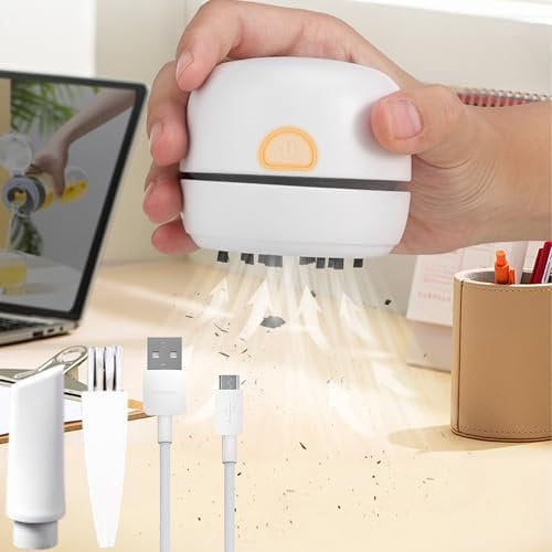 WDEC Desktop Staubsauger, Mini Schreibtisch Staubsauger, Weiß, USB Verdrahtet, Desktop Staubsauger, Tragbarer Drahtloser Mini Staubsauger, Geeignet Für Desktop-Computer, Büros, Autos
