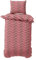 Visaggio Bettwäsche Baumwolle Jersey 135x200 cm Bettbezug Garnitur Set YKK Reißverschluss Rosa Rot Bordeaux Zick Zack Muster 4-Jahreszeiten