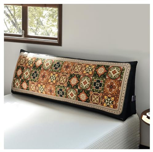 frstrery Großes Bett Rückenkissen Boho Vintage Kopfteil Keilkissen Lesekissen für Bett und Sofa, Geometrie Marokkanische Langes Dreieckskissen Wandkissen (180 * 50 * 20cm)