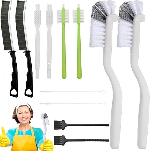 Denipry 12Pcs Cleaning Brush Set, Crevice Gap Cleaning Brush with Long Handle, Multi Purpose Kitchen Brushes for Deep Cleaning Gap, Kitchen, Bathroom, Grout, Sink, Bottle, Cup
