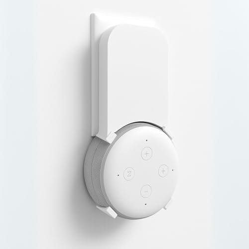 ProfessorPrints Echo Dot Wall Mount – Holder for Echo Dot 3rd, 4th, and 5th Generation | No-Drill Cord Management Bracket | Space-Saving Plug-In Stand for Alexa Devices