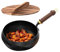 Générique Poêle Fonte, Wok Chinois Fabriqué À La Main En Fonte Avec Couvercle Et Poignée En Bois, Poêle Antiadhésive, Sans Revêtement Pour Cuisinière À Gaz Et À Induction