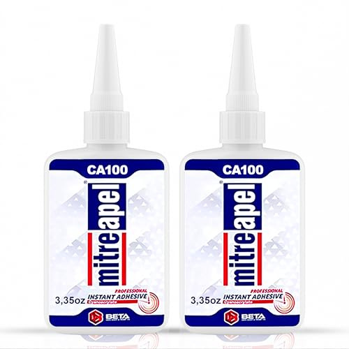 MITREAPEL Cyanacrylat (CA) Sekundenkleber (2X100 g) für Kunststoff, Metall, Leder, Keramik – Schnellkleber für Holzarbeiten, Modellbau und Tischlerei – 2 Stück