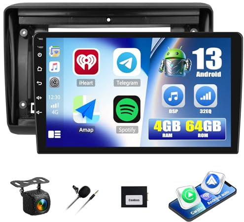 CAMECHO 4+64G Android 13 DSP Autoradio für FIAT DUCATO 2010/Citroen Jumper/Peugeot Boxer mit Rückfahrkamera, 9 Zoll Wireless Carplay Bluetooth Radio mit Android Auto FM/RDS +Canbus HD Touchscreen