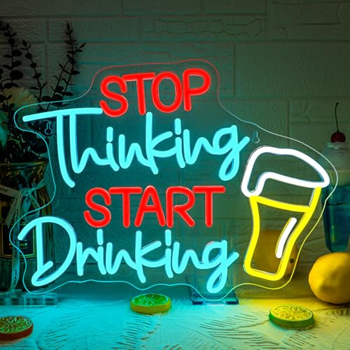 Looklight Cartello Neon per Bar in Birra, Cartello Luminoso Led per Parete, Cartello Neon in Birra per Bar, Bar Domestica, Bistrot, Club, Compleanno, Festa, Ristorante, Casa, Negozi, Regalo, 42 x 31