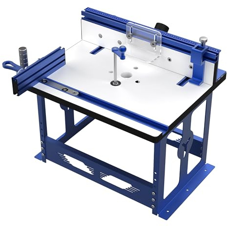 VIDOO EW-XBJ004 Bench Top Router Table Workbench with Miter Gauge/Profile Fence System/Dust Collection Port for 65mm and 69mm Router Motors-Metric