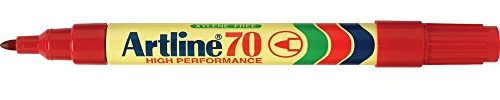 Artline 70 1.5mm Bullet Tip Permanent Marker - Red [Pack of 12]