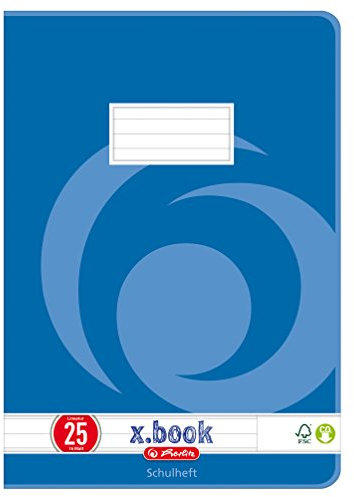 Herlitz Heft A4, Lineatur 25, holzfreies Papier, liniert mit Rand, 3-er Packung, 80 g/m², 16 Blatt, weiß