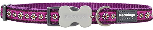 Red Dingo Bucklebone Dog Collar Design, Daisy Chain Purple, Large 25mm