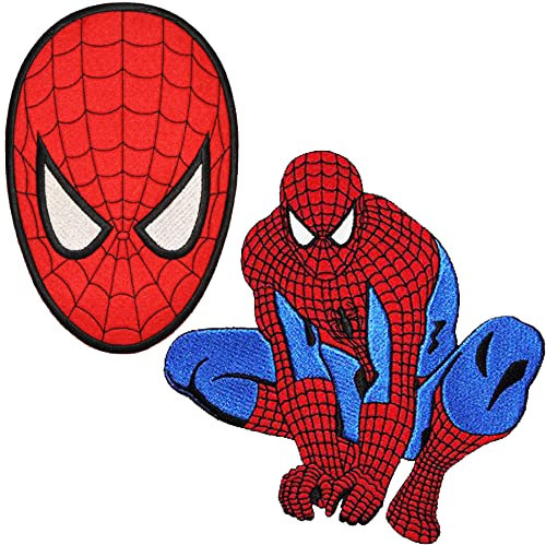 alles-meine.de GmbH 2 TLG. Set: Bügelbilder - XXL Spyderman 13,5 cm * 20,2 cm Bügelbild - Aufnäher Applikation Spyderman Marvel Logo Amazing Spinnenmann