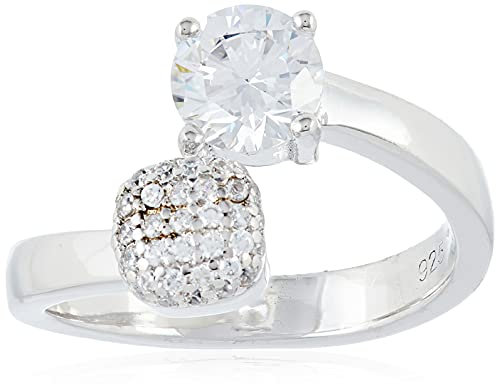 Esprit Damen-Ring Composition 925 Silber rhodiniert Zirkonia weiß Brillantschliff