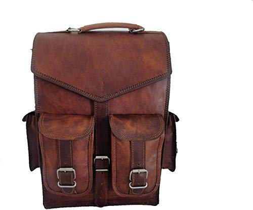 ALASKA EXPORTS- 15 Vintage Leder Herren Umhängetasche Schulter-Rucksack für Notebook Rucksack Sling für 2 in 1 Ziel