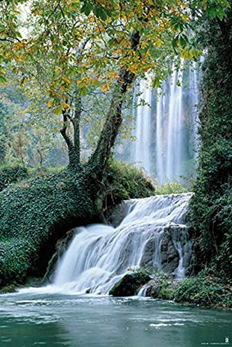 Wasserfall - Monasterio de Piedra Sehenswürdigkeiten - Zaragoza - Spanien - Poster Druck - 61x91,5 cm