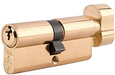 Yale PKMT3030-PB - Cylindre KM Superior Euro 1 Star - Tour à pouce - 30/30 (90 mm) / 30:10:30 - Finition laiton - Haute sécurité - 2 cylindres