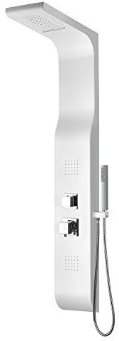 Idralite Colonne de Douche hydromassante en ABS Blanc 140x15 cm avec Fonction Cascade Mod. Marmore