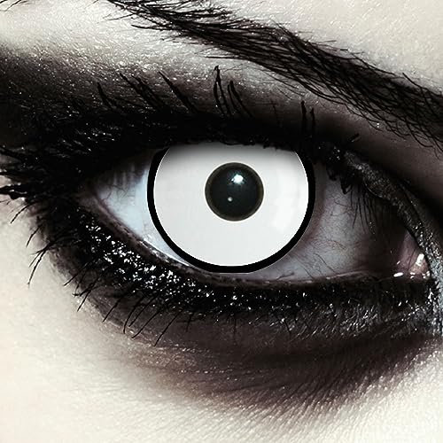 DESIGNLENSES Farbige Kontaktlinsen für Halloween & Karneval – weiße Zombie Linsen ohne Stärke, 1 Paar (2 Stück), weiche Farblinsen – Zombie Eye