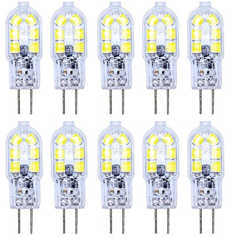 ITALASA 10er Pack G4 LED Lampen 2W G4 LED Leuchtmittel 12 SMD 2835 LEDs Kaltweiß 6000K LED Birnen kein Flackern 200LM ersetzen 20W Halogen AC/DC 12V Nicht Dimmbar, kleine Glühbirnen