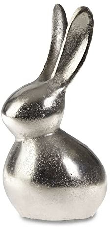 Loberon Deko-Hase Benji, modernes Design, Osterhase mit edlem Finish, Wohn-Accessoire, Ostern, Osterdeko, Osterfiguren, Aluminiumguss, Silber