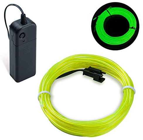COVVY Wasserdicht Flexibel 3M 9 FT Neon Beleuchtung Lichtschlauch Leuchtschnur EL Kabel Wire mit 3 Modis für Disco Party Kinder Halloween Kostüm Kleidung Weihnachtsfeiern (Grün, 5M)