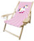 MultiBrands® Holz-Liegestuhl, mit Armlehne und Getränkehalter, klappbar, Einhorn rosa