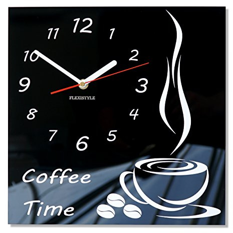 FLEXISTYLE Küchenuhr Kaffee TIME Silent, Acrylglas, hergestellt in UE