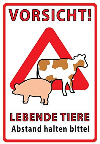 Blechschild Vorsicht lebende Tiere Bitte Abstand halten Deko Geschenk Schild