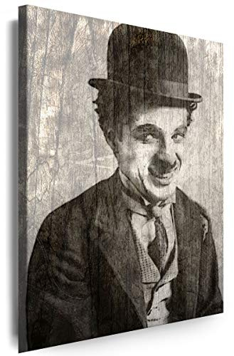 Myartstyle - Bilder Charlie Chaplin 70 x 50 cm Leinwandbilder XXL - 1 Teilige Wandbilder Hollywood Legenden Film Kunstdrucke w-S-2020-077