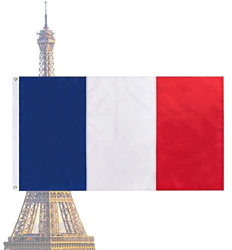 FLAGBURG Frankreich Flagge 150 x 240 cm Französische Fahne mit Messingösen, Lebendige Farbe und UV-beständig, Leinwand-Header und Doppelt Genäht Geeignet Langlebig French Flag für Draußen und Drinnen