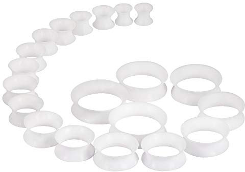 Longbeauty 20PC Extra Weich Silikon Tunnel Plugs 6mm-25mm Piercing Ohrringe Set (Leuchten im Dunkel)