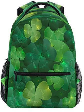 Grün Üppige Blätter Klee Rucksack Schulter Bookbag Kinderrucksack Teen Jungen Mädchen Büchertasche Laptop Rucksäcke
