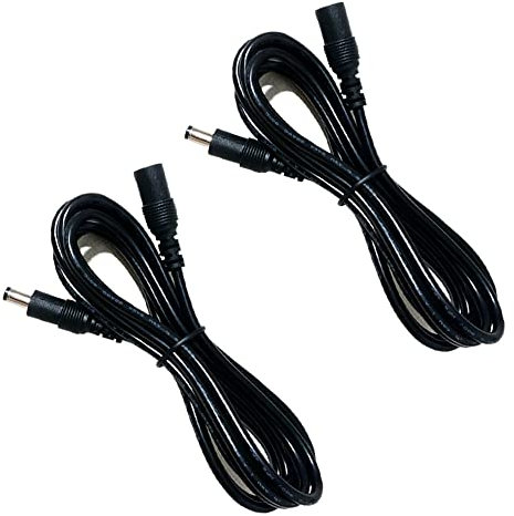 AsanWise 2pcs 1m/3.3ft DC Plug Extension Cable, 2.5mm x 5.5mm DC Power Male to Female Extension Cord, for Power Adapter, 12V CCTV Wireless IP Camera, Black
