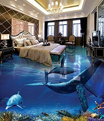 3D Ocean Dolphin 5 Floor Wallpaper Murals Wall Print Decal 5D WALLPAPER | Self-Adhesive Large Floor Mural WALLPAPER US Carly (Standard Vinyl (Upto 3months) 150cmx105cm(59.1x41.3inch)