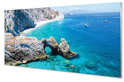 Tulup Impression sur Verre Acrylique Tableau - 140x70cm Images d'impression d'art Impression Murale - côte Plage