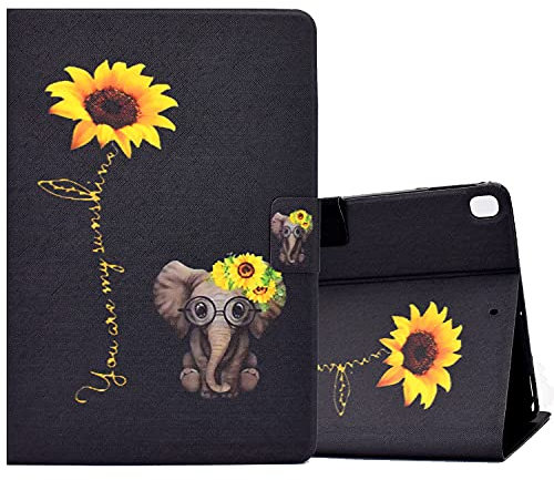 ONETHEFUL - Carcasa para Apple iPad 10.2 2021 2020 2019 / iPad Air 3 10.5 2019 / iPad Pro 10.5 2017 Tableta Funda Protectora con Piel sintética y Soporte de Elefante de Margarita