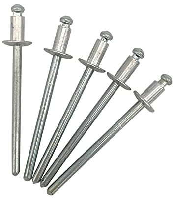Lot de 100 rivets aveugles 3,0 x 5 mm, tête bombée type ouverte, DIN 7337, rivets en aluminium et mandrin en acier, rivets pop (100, 3,0 x 5 mm)