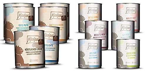 MjAMjAM - Premium Nassfutter für Katzen - Mixpaket 5 - Purer Fleischgenuss, (6 x 800 g), 1108M7 & Premium Nassfutter für Katzen - Mixpaket 3 - (6 x 800 g)