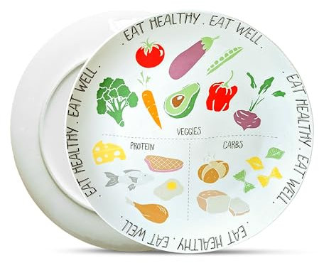 WiseAccordio® Healthy Eating Perfect Portion Control Plate,Microwave & Dishwasher Safe,Ideal for Balanced Meals & Weight Loss,Diabetes Plate