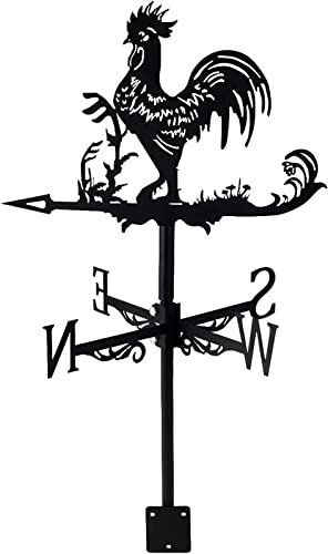 CrnSaTG Metall Wetterfahne Dekoration, Wetterhahn Hühner Windfahne Windspiel Rostfreier Stahl Cockerel Weathervane for Outdoor Dachgarten Weathervane